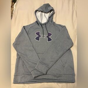Under Armour Heather Gray Hoodie with Purple Logo